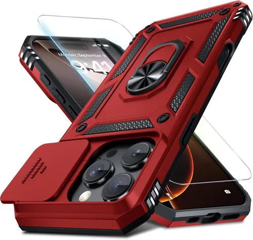 Miniatura 158 de Janmitta - Funda para iPhone 14 Pro con cubierta deslizante para lente de cámara incorporada + protector de pantalla, funda de cuerpo completo