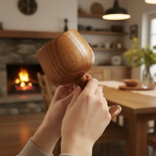 Miniatura 7 de I-MART Copa de cáliz de madera hecha a mano de 5 onzas de madera de azufaifo para copas de comunión, copa de cáliz de madera para iglesias, hogar