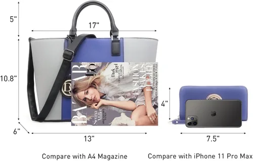 Miniatura 11 de Dasein Satchel Purse Handbag for Women Large Shoulder Work Tote Bag With Matching Wallet