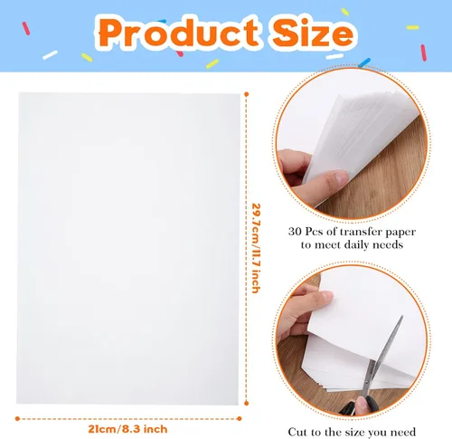 Miniatura 2 de Outus Paquete de 30 papeles de carbono para trazar, papel de calco de copia de carbono grafito para lienzo de madera (8.5 x 11 pulgadas, blanco)
