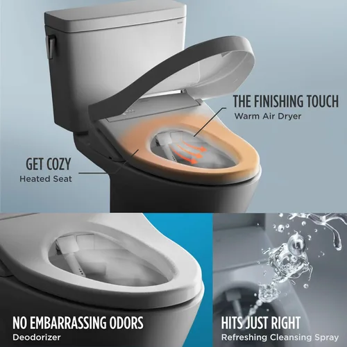 Miniatura 3 de TOTO® WASHLET® K300 - Asiento de inodoro electrónico con bidé con calentamiento instantáneo de agua, limpieza PREMIST y EWATER+ con varita, Algodón