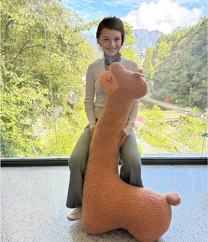 Miniatura 4 de Almohada de felpa de llama, almohada de cuerpo largo de felpa de alpaca de 51 pulgadas, animal de peluche de alpaca, regalo de Navidad y cumpleaños