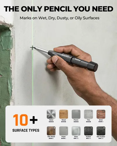 Miniatura 3 de Nicpro Paquete de 2 lápices de carpintero con sacapuntas, lápices de carpintero mecánicos CP3000 con 38 repuestos, lápiz de construcción resistente