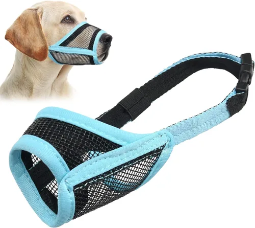 Miniatura 10 de LUCKYPAW Bozal para perro, bozal de malla para perros pequeños, medianos y grandes, cubierta suave para la boca del perro para evitar que muerdan