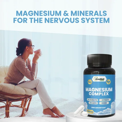 Miniatura 9 de GreeNatr Suplemento Complejo de Magnesio – Suplementos de magnesio con glicinato, citrato, malato y óxido – Tabletas de magnesio para la digestión