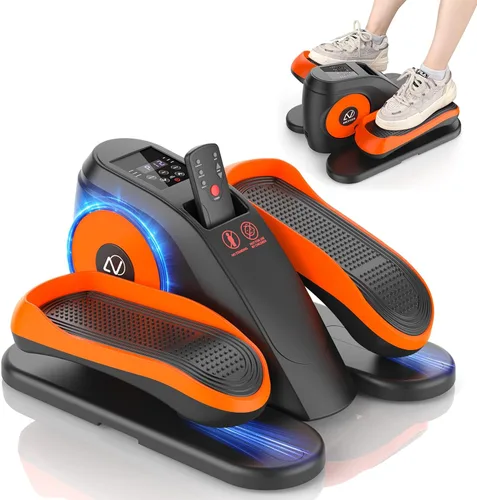 Under Desk Elliptical Machine, Leg Exerciser While Sitting for Seniors with Remote Control & 12-Speeds, Quiet Portable Electric Seated Pedal