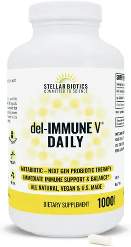 Miniatura 5 de Del-Immune V Daily de Stellar Biotics, Apoyo inmune y salud intestinal totalmente natural, Cuidado inmediato, Metabiótico: Terapia probiótica