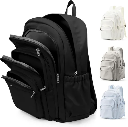Miniatura 9 de weradar Bonita mochila, mochila casual simple con muchos bolsillos, mochila estética para mujeres y hombres (beige)