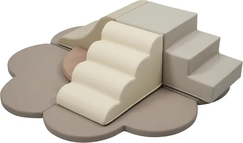 Miniatura 8 de Merax Juguetes de escalada de interior para niños pequeños, 6 piezas de espuma suave, bloques de escalada y tobogán, juego suave