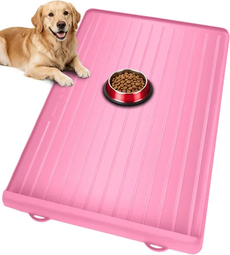 Miniatura 7 de Tapete para comida y agua para perros, tapete grande de alimentación de mascotas de 39.4 x 27 pulgadas con bolsillo para recolección de residuos