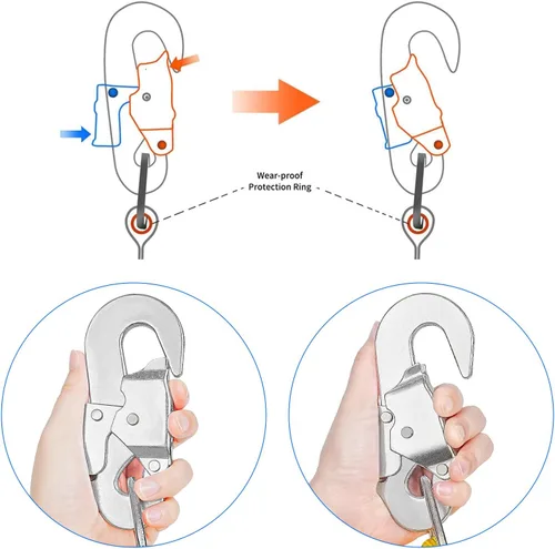 Miniatura 4 de NTR Cordón de arnés de seguridad, cordón de protección contra caídas y cinturón de seguridad ajustable, de 4 pies a 6 pies, para exteriores