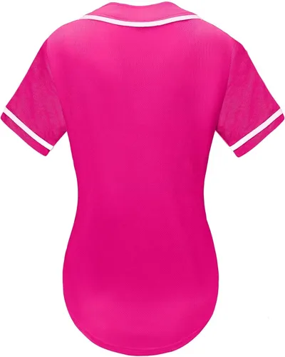 Miniatura 2 de babyhealthy Camiseta de béisbol para mujer, con botones, lisas, hip hop, softbol, deportiva, camiseta deportiva