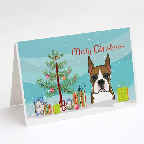 Miniatura 32 de Caroline's Treasures BB1616GCA7P - Tarjetas de felicitación y sobres de árbol de Navidad y sabueso afgano, paquete de 8 tarjetas en blanco