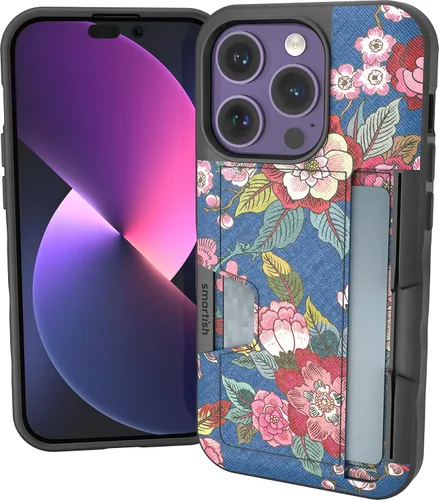 Miniatura 47 de Smartish Funda tipo cartera para iPhone 13 Pro – Wallet Slayer Vol. 2 [delgada + protectora] tarjetero con función atril - Black Tie Affair