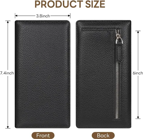 Miniatura 7 de Billetera para mujer, billetera RFID extradelgada, bolso plegable de cuero, con 11 ranuras para tarjetas y ventana de identificación, lindo monedero