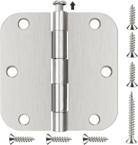 Miniatura 13 de Bisagra de puerta de 3 1/2 pulgadas, paquete de 18 bisagras redondeadas para puerta, latón pulido, bisagras de 3.5 x 3.5 pulgadas para puertas