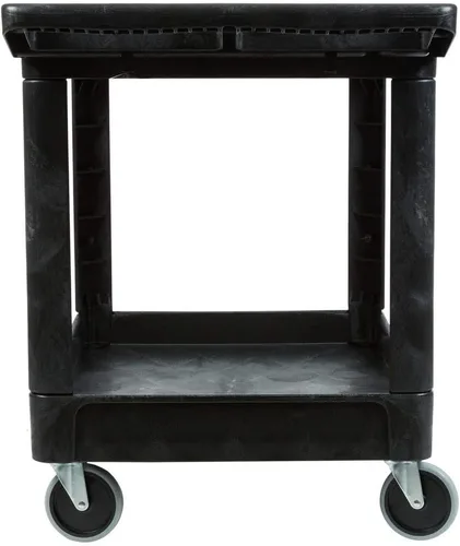 Miniatura 7 de Carrito de utilería Rubbermaid Commercial Products FG452089BLA resistente, 2 estantes con ruedas, mediano, color negro
