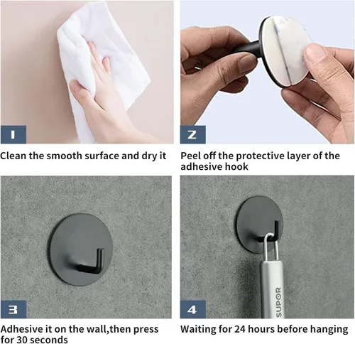 Miniatura 7 de Rise age Ganchos adhesivos resistentes al agua en ganchos de ducha para colgar lufa, toallas, ropa, batas para baño, ganchos de pared adhesivos Negro