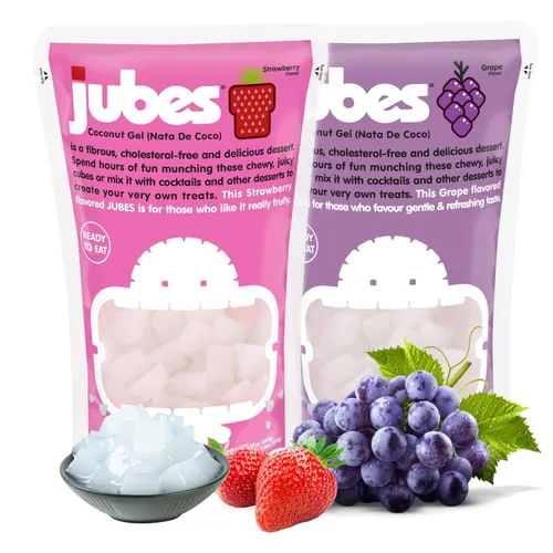 Miniatura 12 de Jubes Grape Nata De Coco Jelly Cubes (12.7 onzas, paquete de 3) – Cubos de jalea de coco de uva para sagú – Gel de coco en ingredientes de jarabe
