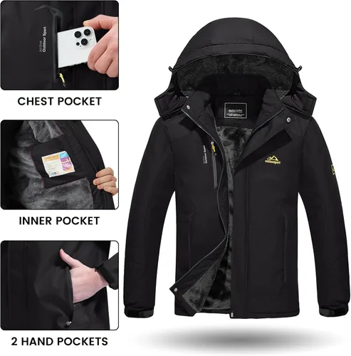 Miniatura 6 de TACVASEN Chaqueta de invierno para hombre, chaqueta de forro polar resistente al agua, chaqueta de esquí para nieve, chaqueta táctica militar