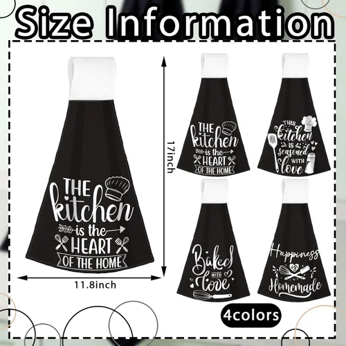 Miniatura 4 de Sratte Juego de 4 toallas de cocina divertidas con citas divertidas, juego de toallas de mano divertidas con lazo para colgar, toalla de cocina