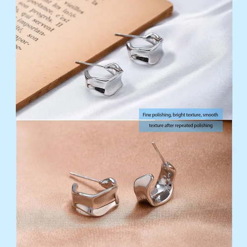 Miniatura 3 de Aretes de aro gruesos de oro para mujer, chapados en oro de 14 quilates y plata, aretes geométricos, aretes colgantes de nudo de moda