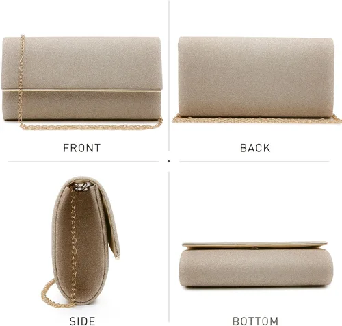 Miniatura 3 de Dasein Bolso de noche para mujer, bolso de mano con purpurina para boda, bolso de novia brillante para cóctel, fiesta, baile de graduación