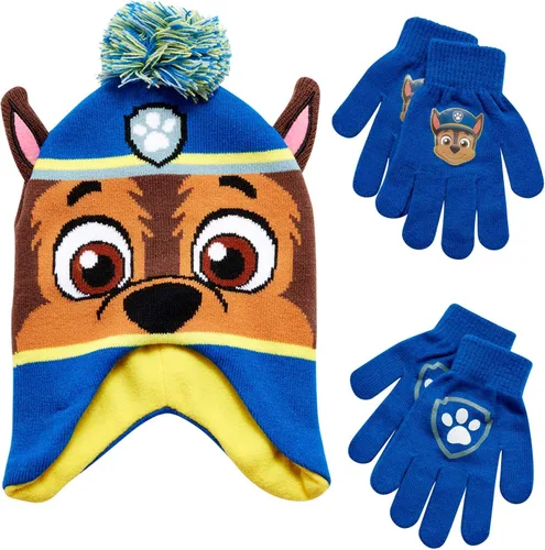 Nickelodeon Sombrero de invierno de Paw Patrol para niños 2 pares de guantes o mitones niñosniños pequeños