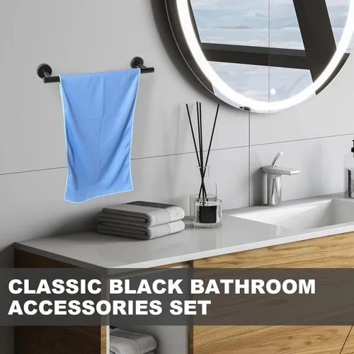 Miniatura 7 de Blulu Juego de 28 piezas de accesorios de baño de acero inoxidable, incluye barra de toalla de baño de 16 pulgadas, anillos de toalla, ganchos