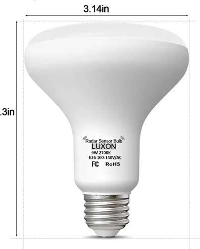 Miniatura 8 de LUXON Bombillas con sensor de movimiento de radar BR25 de 9 W, detector equivalente al atardecer al amanecer de 90 W, iluminación de lámpara LED