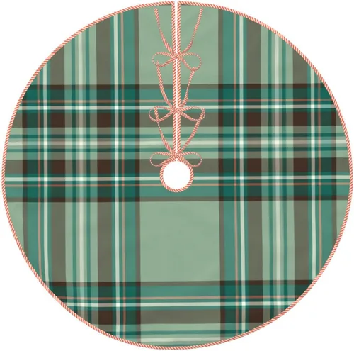 Miniatura 9 de Falda de árbol de Navidad de 30 pulgadas, falda de árbol de Navidad de lino de tartán de Clan Knox para decoración de árbol de Navidad, decoración