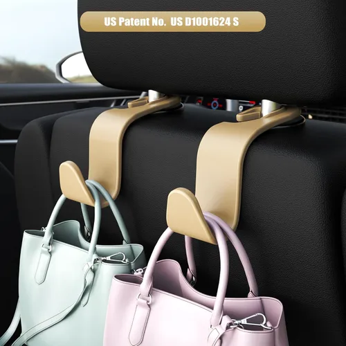 Miniatura 2 de Amooca - Gancho para reposacabezas de asiento de coche, 4 unidades, organizador de almacenamiento universal para bolso de mano, abrigo, ajuste