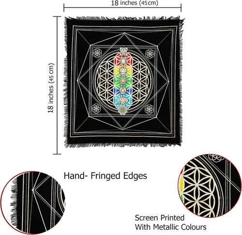 Miniatura 6 de Indian Consigners 7 Chakra Alter Cloth Hexa cubierta de altar cubierta de tarot propagación de brujería (17.7 x 17.7 in)