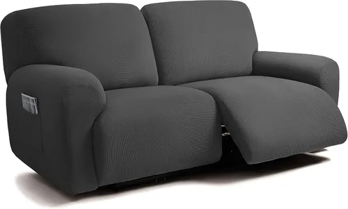Miniatura 11 de ULTICOR - Juego de 8 fundas para sofá reclinable de jacquard, fundas elásticas para sofá reclinable para 3 cojines, fundas gruesas, suaves y Gris