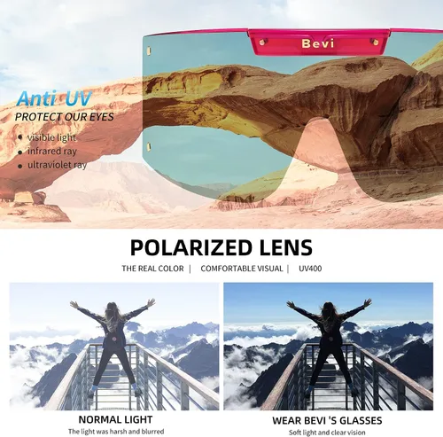 Miniatura 5 de Bevi Lentes de sol deportivos polarizados con marco TR90 duradero y flexible ultraligero para hombres y mujeres correr conducir ciclismo