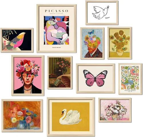 Decoración ecléctica para pared, impresiones artísticas de pared eclécticas coloridas, carteles coloridos para estética de sala de estar, pósteres