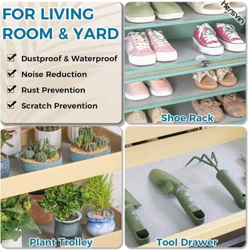 Miniatura 8 de Hersvin Revestimientos para estantes, alfombrillas para cajones de cocina de 24 pulgadas x 20 pies, protector de armario de EVA no adhesivo, forro