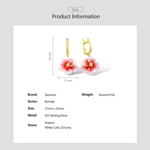 Miniatura 6 de Santuzza - Pendientes de plata de ley con flores esmaltadas y gemas de plata esterlina