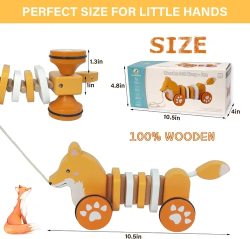 Miniatura 3 de Juguetes de Madera para Bebés Coche, Juguetes de Madera para Bebés con Tirador para Niños Pequeños, Juguetes de Desarrollo para Niña o Niño de 1 Año