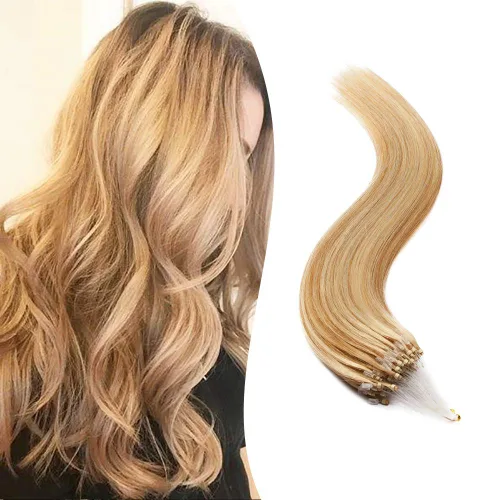 Miniatura 8 de SEGO Extensiones de cabello humano con micro cuentas, extensiones de cabello humano con micro bucle, lacio, natural, fusión fría, 1.76 oz/paquete