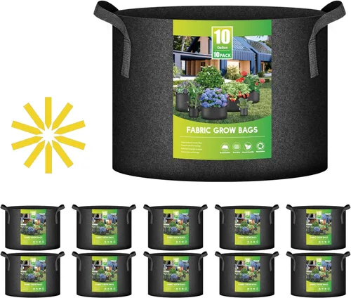 Miniatura 16 de iPower Paquete de 10 bolsas de cultivo de 3 galones, macetas de tela no tejida, contenedor de aireación con asas de correa para jardín y plantación