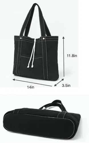 Miniatura 4 de Jeelow Bolso de mano de lona, bolso de hombro, bolsos cruzados, bolsillos dobles para hombres y mujeres
