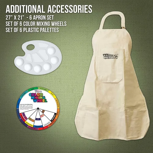 Miniatura 6 de U.S. Art Supply Kit de fiesta de pintura artística para 6 personas, 6 caballetes, juego de pintura acrílica de 12 colores, 12 paneles de lienzo, 6