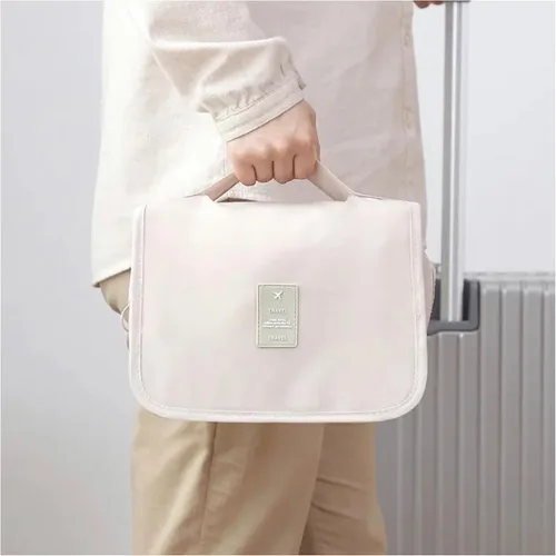 Miniatura 2 de Neceser de viaje – Pequeño organizador colgante de baño y cosméticos para hombres y mujeres – Bolsa de viaje para artículos de tocador, Beige