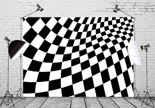 Miniatura 2 de BELECO Telón de fondo de tela de 5 x 3 pies, color blanco y negro, tablero de ajedrez, textura de cuadrícula, tablero de ajedrez, fondo ondulado