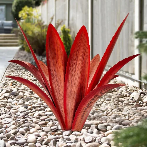TOMBABY Agave de Metal Agrandado Engrosado Resistente al Viento Arte de Jardín Planta de Metal Escultura Estatua de Jardín Rústico Decoración 12