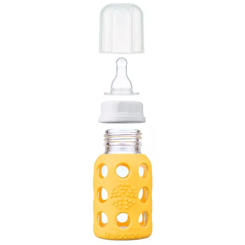 Miniatura 3 de Biberón Lifefactory BPA con funda protectora de silicona de vidrio y chupa etapa 1, Amarillo