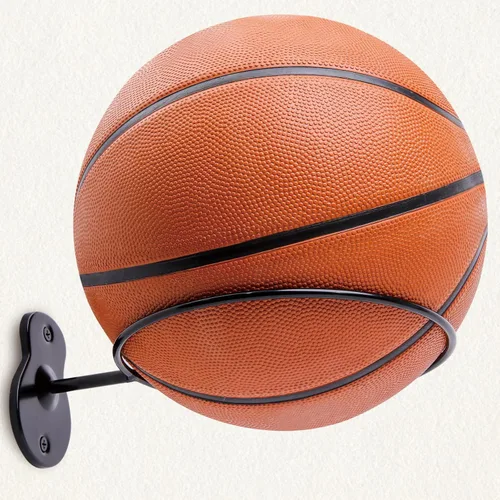 Miniatura 2 de Soporte de pared para baloncesto, soporte de bola de metal de 7 pulgadas de diámetro, almacenamiento de pelotas para baloncesto, fútbol, voleibol