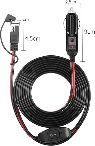 Miniatura 7 de Enchufe de encendedor de cigarrillos SAE a 10 pies/3M con cable de interruptor, enchufe macho a SAE 14 AWG 12 V, adaptador de liberación rápida