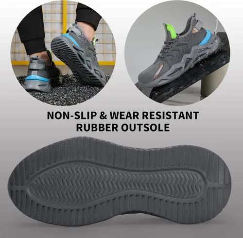 Miniatura 2 de KGJIANDA Steel Toe Shoes for Men Safety Industrial Boots Shoes Lightweight and Durable High Top Sneakers Breathable Construction Socks Shoes for
